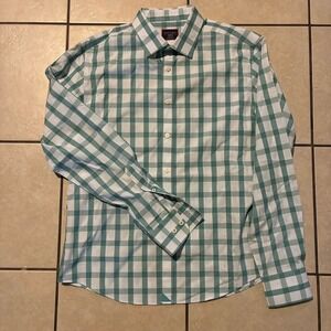 Untuckit Men's Medium White Plaid Long Sleeve Button Down Shirt